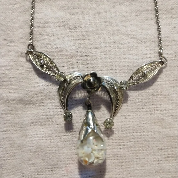 Vintage Curtis Creations Sterling Silver Floating Opal Necklace - Picture 6 of 7